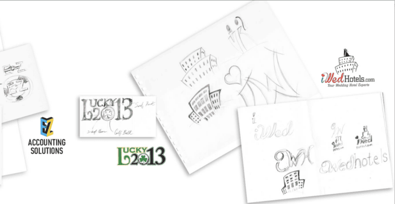 Logo sketches developed as part of branding and logo design packages by Cdesigns Marketing