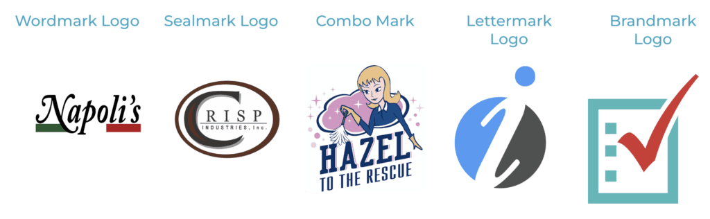 Examples of different types of logos, all designed by Cdesigns Marketing