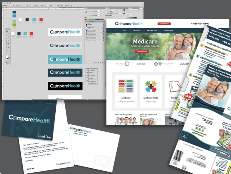 Coordinated brand materials developed by Cdesigns Marketing